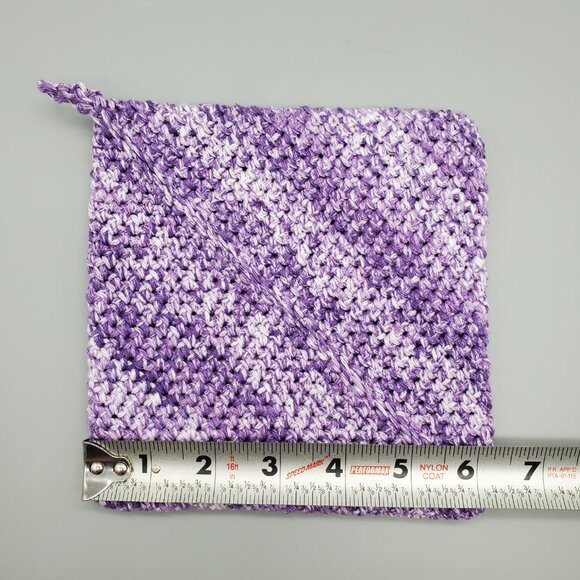 Handmade Crochet Purple/White Potholder Set Double Thickness - Picture 9 of 10